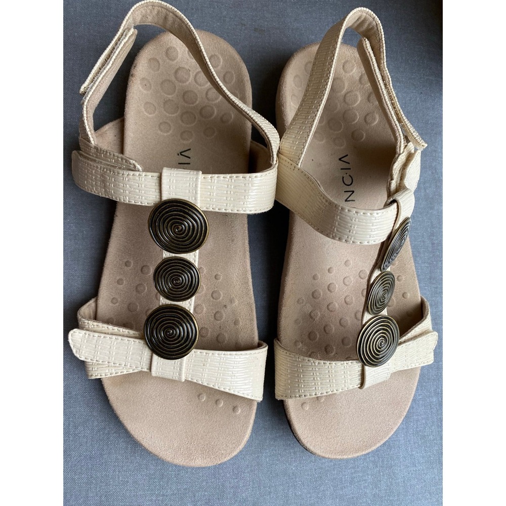 Vionic Shoes Womens 8 Sandals Rest Farra II Patent Leather T Strap Neutral s3